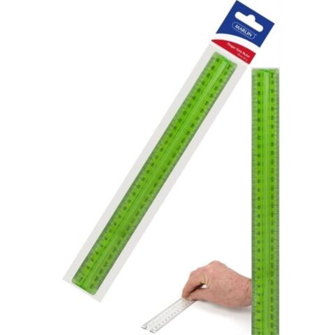 Marlin 30cm Finger Grip Ruler Clear Green- Raised Centre For Easy Handling
