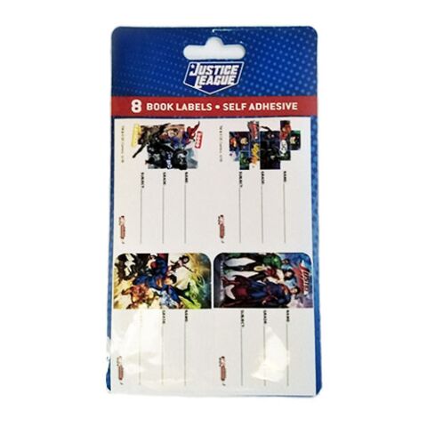 Justice League Book Labels W/Lines ( Pack of 8 ) 4 Different Designs