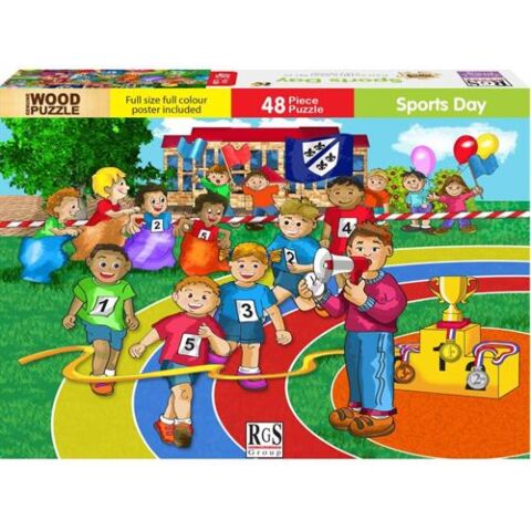 RGS 48 Piece A4 Wooden Puzzle Sports Day-Interlocking Pieces 210 x 297mm