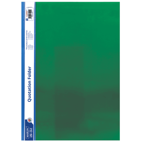 Marlin A4 Green Quotation and Presentation Folder- Clear View Front