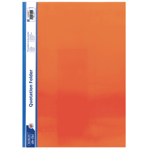 Marlin A4 Orange Quotation and Presentation Folder- Clear View Front