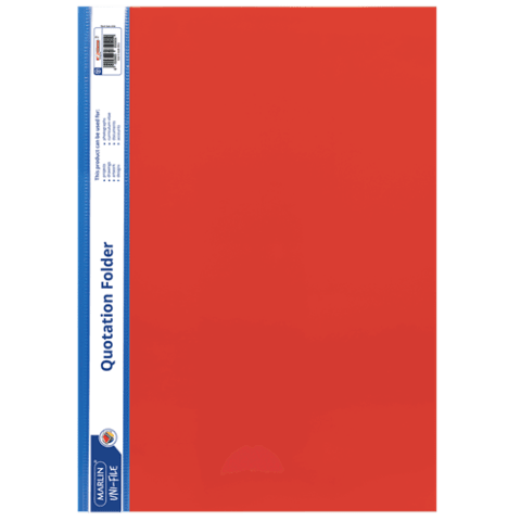 Marlin A4 Red Quotation and Presentation Folder- Clear View Front