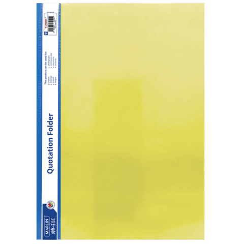 Marlin A4 Yellow Quotation and Presentation Folder- Clear Front