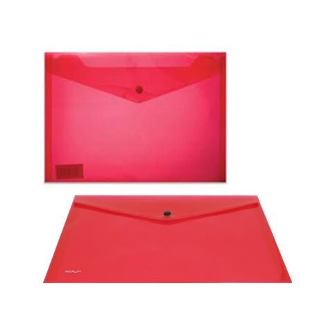 Marlin A4 Red Carry Folder with Press Stud on Flap Pack of 5- PVC Material 180 Micron