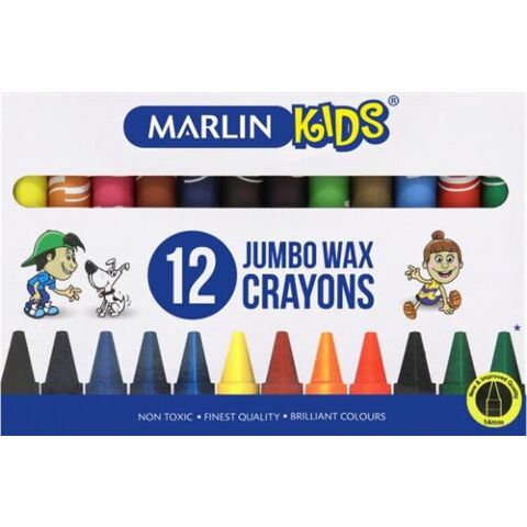 Marlin Kids Jumbo Wax Crayons 14mm ( Pack of 12 )