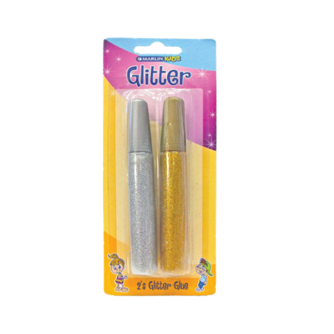 Marlin Kids Glitter Glue 10ml 2's - Gold & Silver blister card
