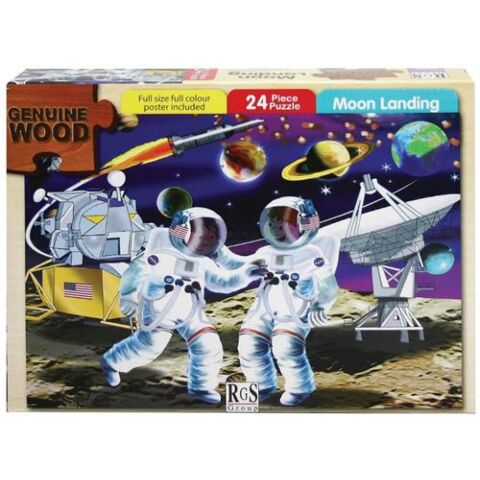 RGS 24 Piece A4 Wooden Puzzle Moon Landing - Interlocking Pieces 210 x 297mm