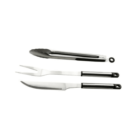 Alva 3piece Stainless Steel BBQ Tool Set - 39cm tongs with silicone grip