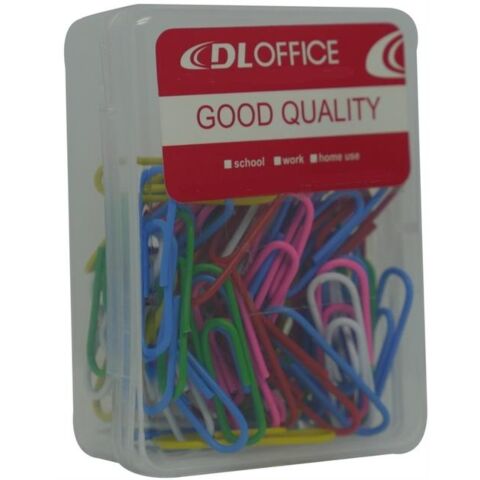 DLOffice Multicolour 28mm Paper Clips Plastic Tub of 70