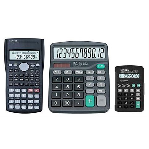 Sentry Triple Pack Home and Office Calculators - 12 Digit Desk Top Calculator