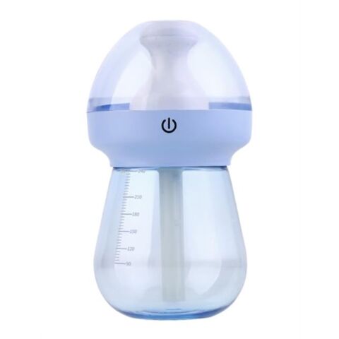 CaseyMilk Feeding Bottle Shaped Multifunctional Portable 240ml USB Humidifier Air Purifier Mist Maker with LED light For Home Office and Car-Blue Retail Box No warranty