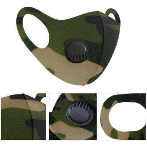 Casey Reusable 3D Structured Unisex Dual Layer Face Masks With Breath Valve Colour Camo Military Green