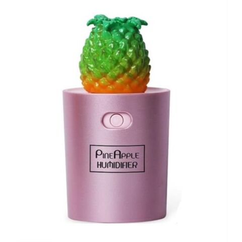 CaseyPineapple Shaped Multifunctional Portable 130ml USB Humidifier Air Purifier Mist Maker with LED light For Home Office and Car-Pink Retail Box No warranty