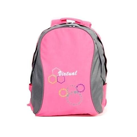 Macaroni Ateneo Universal Student Backpack- Lightweight ,Padded shoulder straps and Back, Dual Main zippered compartments,Top Grip Handle, Waterproof Material Two Ton Pink and Grey, Retail Box, 1 year Limited Warranty
