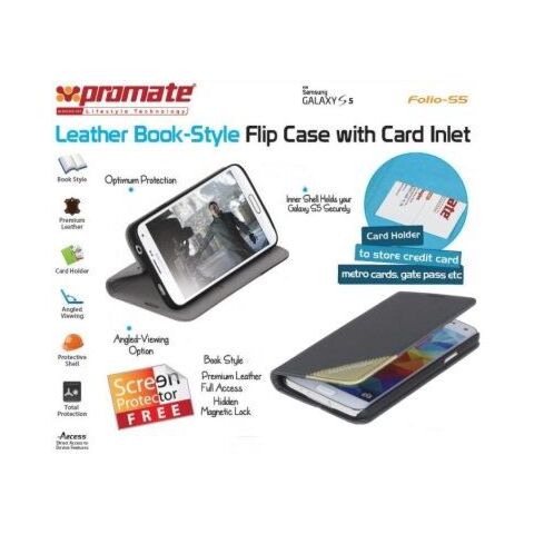 Promate Folio S5 Bookcover with inside card pocket Colour: Grey