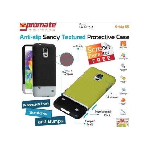 Promate Gritty S5 Anti-slip sandy textured protective case for Samsung Galaxy S5 Colour:Black 