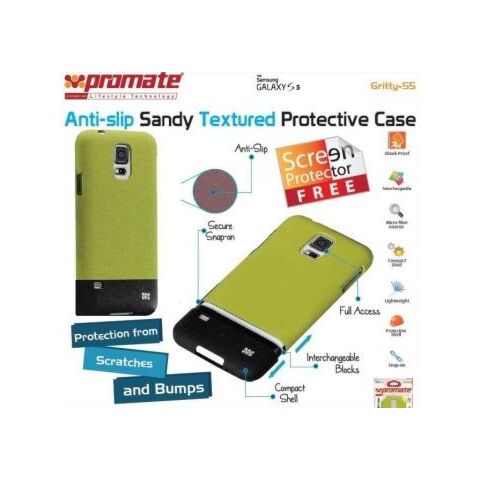 Promate Gritty S5 Anti-slip sandy textured protective case for Samsung Galaxy S5 Colour:Green