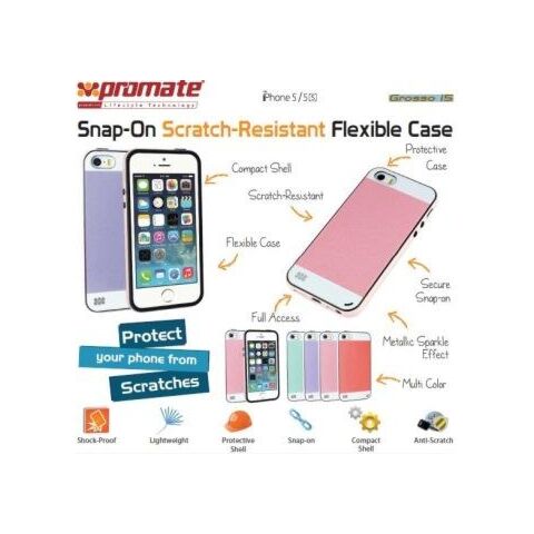 Promate Grosso-i5 iPhone 5 Striped Flexi-Grip Snap Case for iPhone 5/5S Colour: Purple