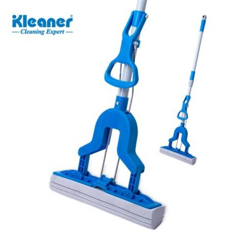 Kleaner Magic Wringer Roller Flat Mop with PVA Sponge and Metal handle