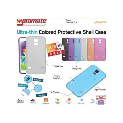 Promate Gshell S5 Ultra-thin Colored Protective Shell Case for Samsung Galaxy S5 Colour:White