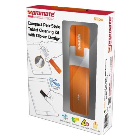 Promate Klipo Compact Pen-Style Tablet Cleaning Kit with Clip-on Design Retail Box 1 Year Warranty