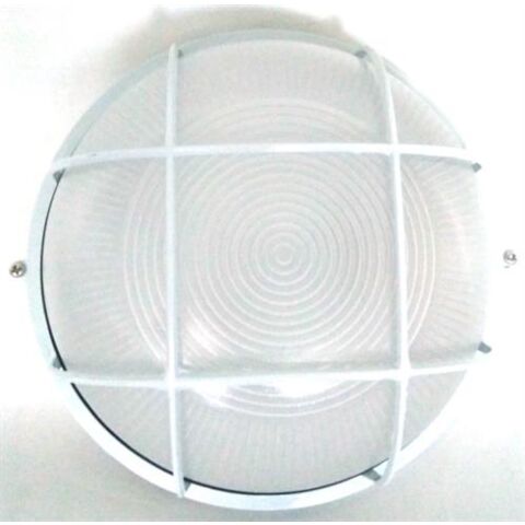 Noble Pays Round Bulkhead Light Fitting Large With Grid White - 240mm Diameter
