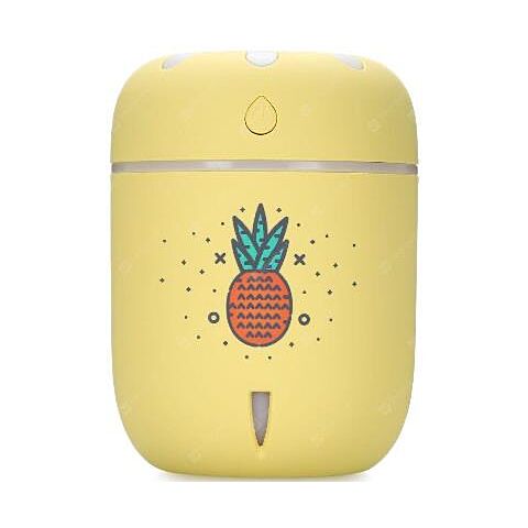 Casey Chamomile Pineapple Design Multifunctional Portable 200ml USB Humidifier Air Purifier Mist Maker with LED light For Home Office and Car-Yellow Retail Box No warranty
