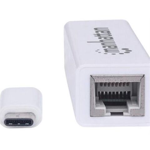 Manhattan Type-C to Gigabit Network Adapter - SuperSpeed USB 3.1 Gen 1 (5 Gbps); 10/100/1000 Mbps Gigabit Ethernet