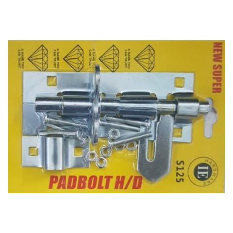 Noble Lockable Pad Bolt latch 125mm Zinc Plated- Can be installed horizontally or vertically