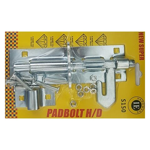 Noble Lockable Pad Bolt latch 150mm Zinc Plated- Can be installed horizontally or vertically