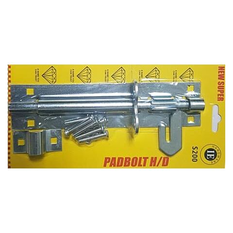 Noble Lockable Pad Bolt latch 200mm Zinc Plated- Can be installed horizontally or vertically