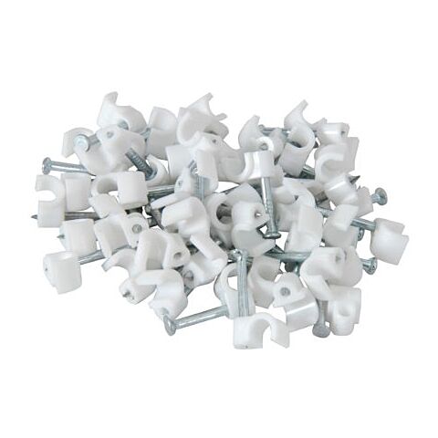 Noble Round Cable Clips 7mm White100 Pieces per pack - Retail Packaging