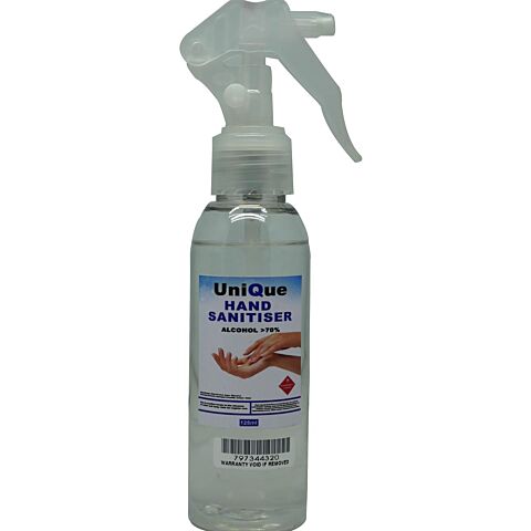 UniQue 125ml Hand Sanitiser Spray Bottle Retail Box