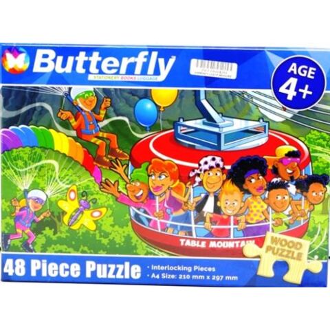 Butterfly 48 Piece A4 Wooden Puzzle Table Mountain-Interlocking Pieces 210 x 297mm