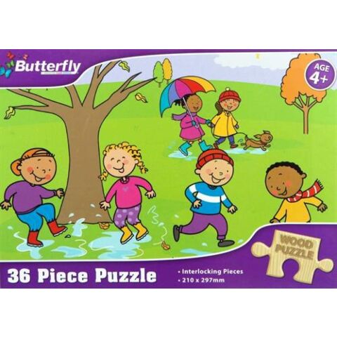 Butterfly 36 Piece A4 Wooden Puzzle Winter- Interlocking Pieces 210 x 297mm