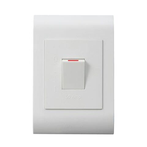 Lesco Pipelli 2 Pole Flush Isolator Switch Rectangle with hidden LED indicator light behind face plate - Amperage: 50A 