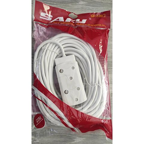 Noble Safy 20m Multi Plug Coupler Extension Cord Lead With Dual 3 Pin Sockets-16A Rated Plugs 250V