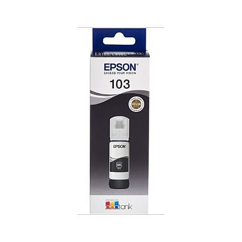Epson 103 Ecotank Black Ink Bottle 65ml - Compatible Printers Epson EcoTank L3150, EcoTank L3111, EcoTank L3110, EcoTank L1110, Retail Box , No Warranty