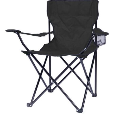 Totally Camping Chair Black - Strong And Durable Steel Frame Construction