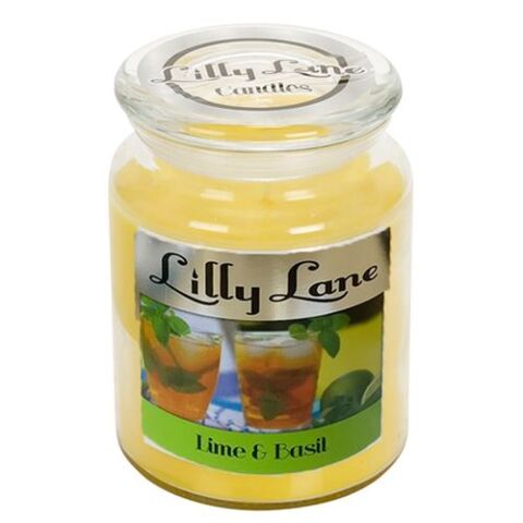 Lilly Lane Lime and Basil Infusion Scented Candle Large Lidded Mason Glass Jar