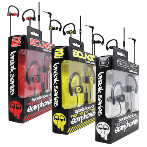 Bounce Break series hook-on Earphones Black/Yellow