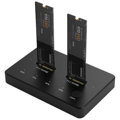 Dual Bay M.2 SSD Dock with Clone