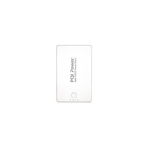 PQI 10 000 mAh Dual USB Power Bank with Built in Flash Light - White