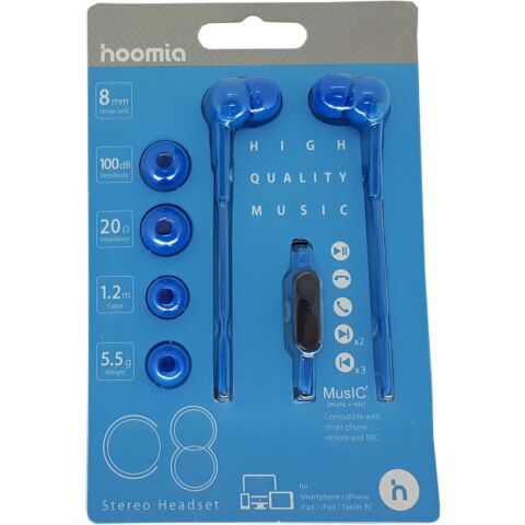 Stero Earphone with Mic Blue 1.2M