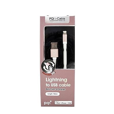 Pqi i-cable lightning 100 Metalic Rose Gold Lightning 8pins sync+charge 100cm