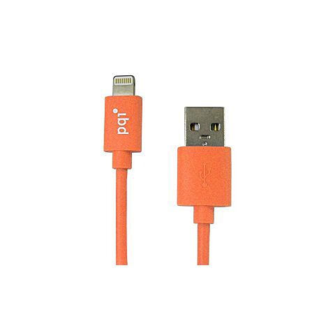 PQI - Apple Certified 90cm Flat cable length Lightning 8-Pin Syncing and Charging - Orange (Made for iPhone/ iPad / iPad Mini)