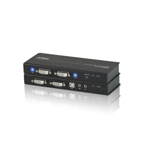 Aten USB DVI Dual View KVM Extender / Cat 5 KVM Extender/W/(US/EU/UK/OUT) ADP ATEN