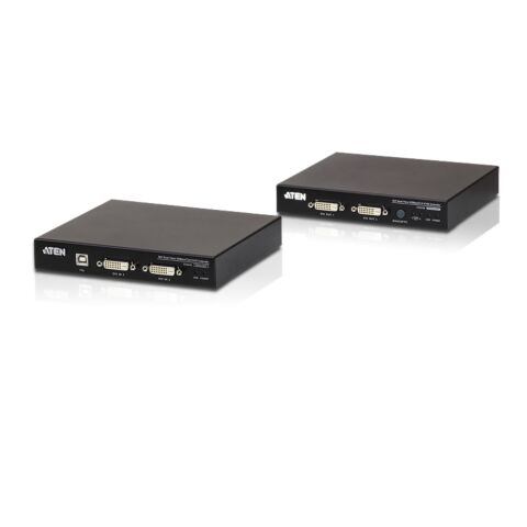 Aten USB DVI Dual View KVM Extender HDBaseT 2.0 USB 2.0 and RS-232 up to 100 meters using Cat6/6a cable / 1920x1200/W/(US/EU/OUT) AD