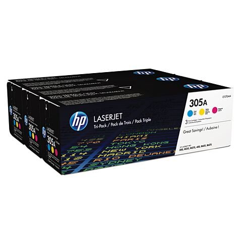 HP 305A 3-Pack Cyan/Magenta/Yellow Original Laserjet Toner Cartridges