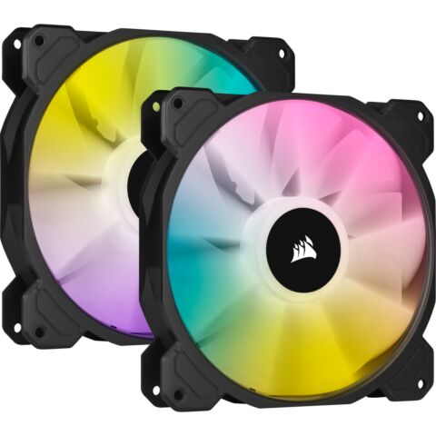 Corsair iCUE SP140 RGB ELITE Performance 140mm PWM Fan � Dual Fan Kit with Lighting Node CORE